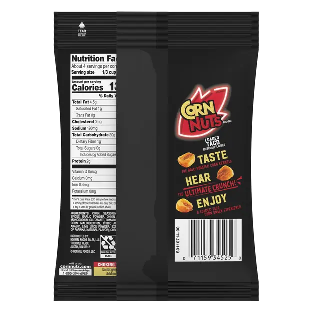 CORN NUTS Loaded Taco Crunchy Corn Kernels, 4 OZ