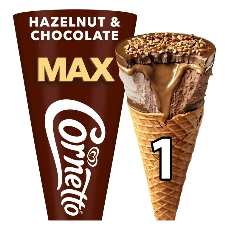 Max 115ml Hazelnut & Chocolate Ice Cream Cone