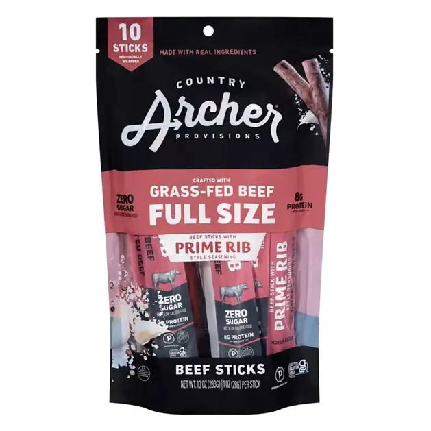 Zero Sugar Full Size Beef Sticks with Prime Rib Style Seasoning