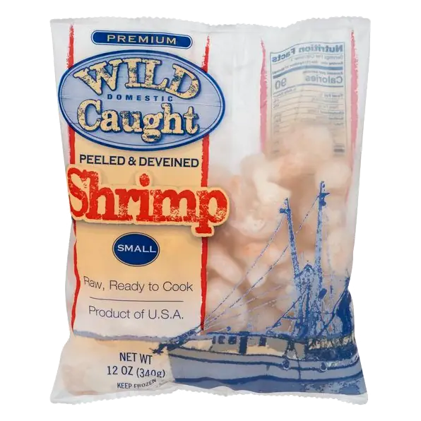 Wild Domestic Caught Raw Small Peeled & Deveined Shrimp Frozen