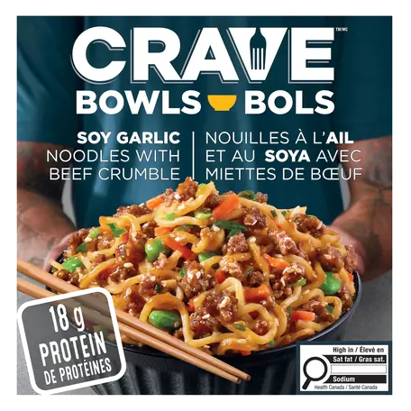 Frozen Noodle Bowl Soy Garlic With Beef Crumbles 340 g