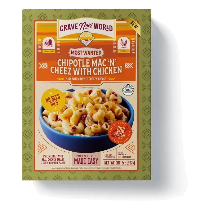 Crave New World Frozen Chipotle Mac n Cheese with Chicken, 9oz