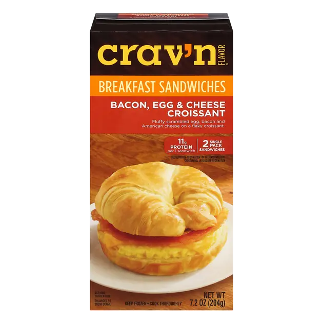 Crav'n Flavor Breakfast Bacon, Egg & Cheese Croissant Sandwiches