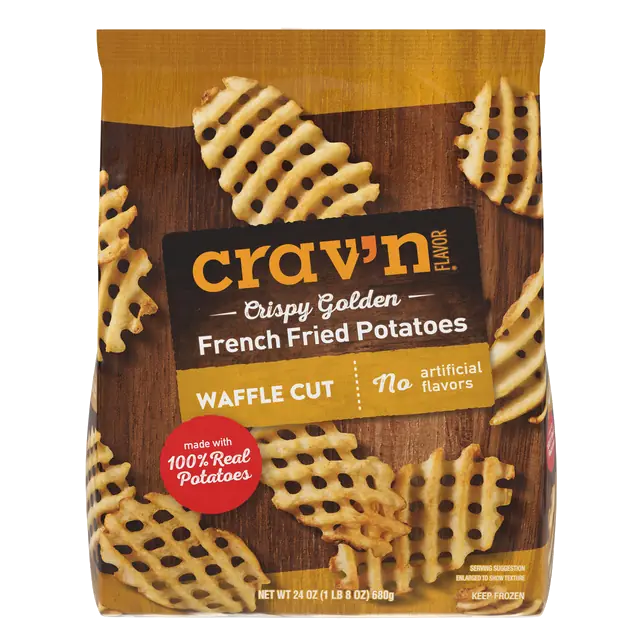 Crav'N Flavor French Fried Potatoes, Crispy Golden, Extra Crispy Waffle Cut
