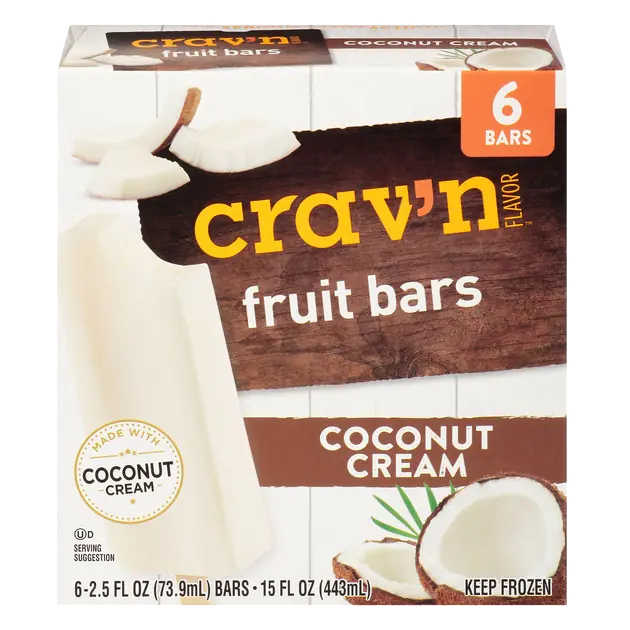 Crav'n Flavor Fruit Bars, Coconut Cream 6-2.5 fl oz