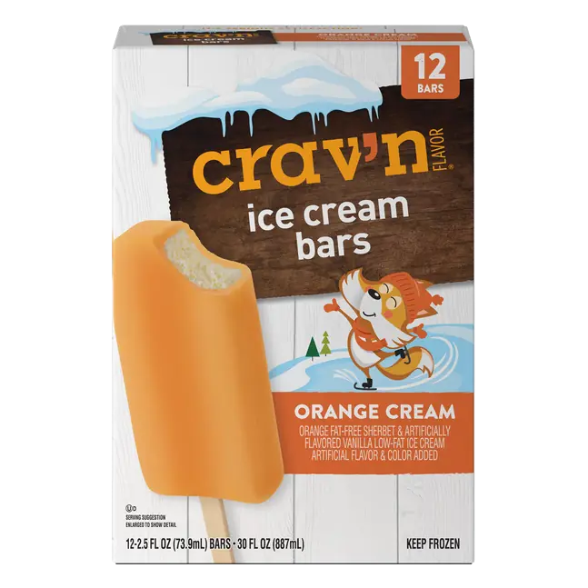 Crav'n Flavor Ice Cream Bars, Orange Cream 12-2.5 fl oz