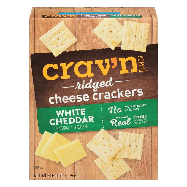 Crav'n Flavor White Cheddar Ridged Cheese Crackers