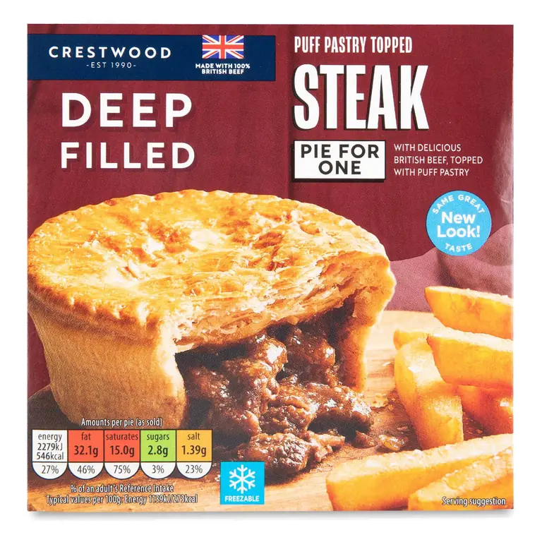 Deep Filled Steak Pie For One