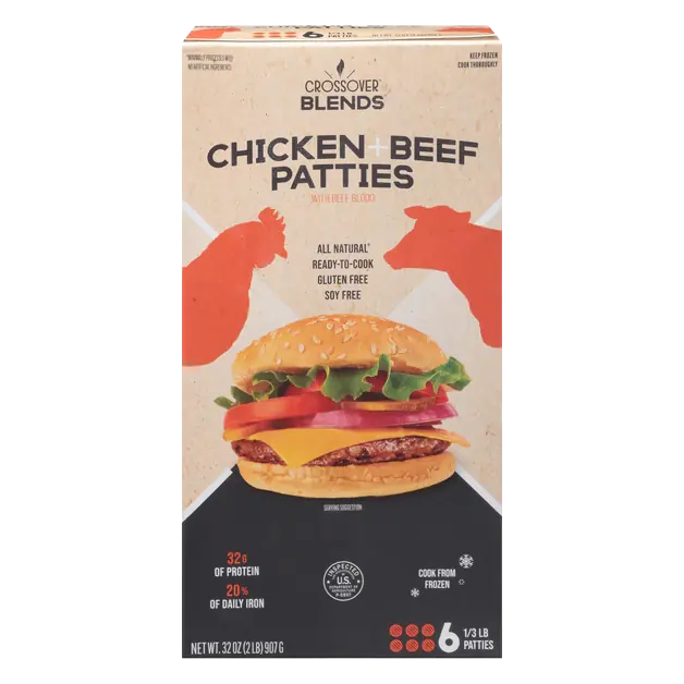 1/3 lb Chicken + Beef Patties - 6 ct Frozen