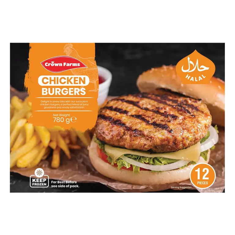 Crown Farms 12 Chicken Burgers 780g
