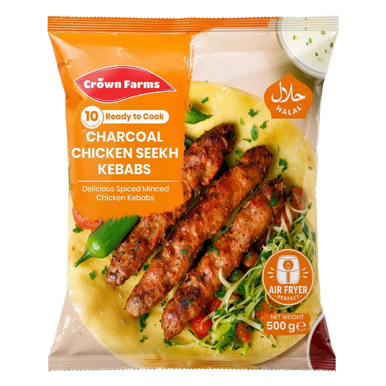 Crown Farms Charcoal Chicken Seekh Kebabs 500g