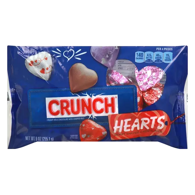 Milk Chocolate, Creamy, with Crisped Rice, Hearts