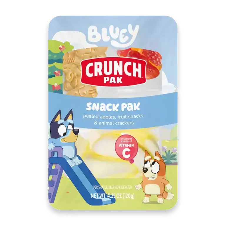 Bluey Snacker with Peeled Sweet Apples Animal Crackers & Reduced Sugar Fruit Snacks