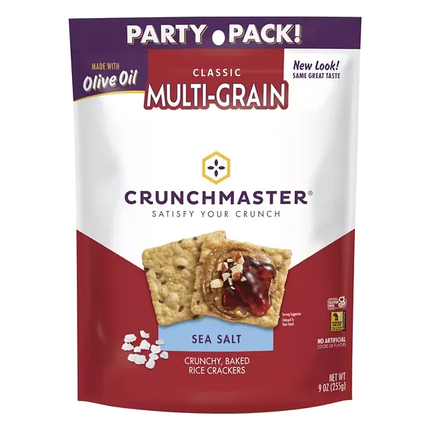 Classic Multi-Grain Crunchy, Baked Sea Salt Rice Crackers Party Pack!
