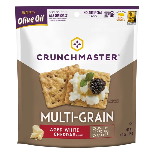 Gluten Free Multi-Grain Aged White Cheddar Rice Crackers