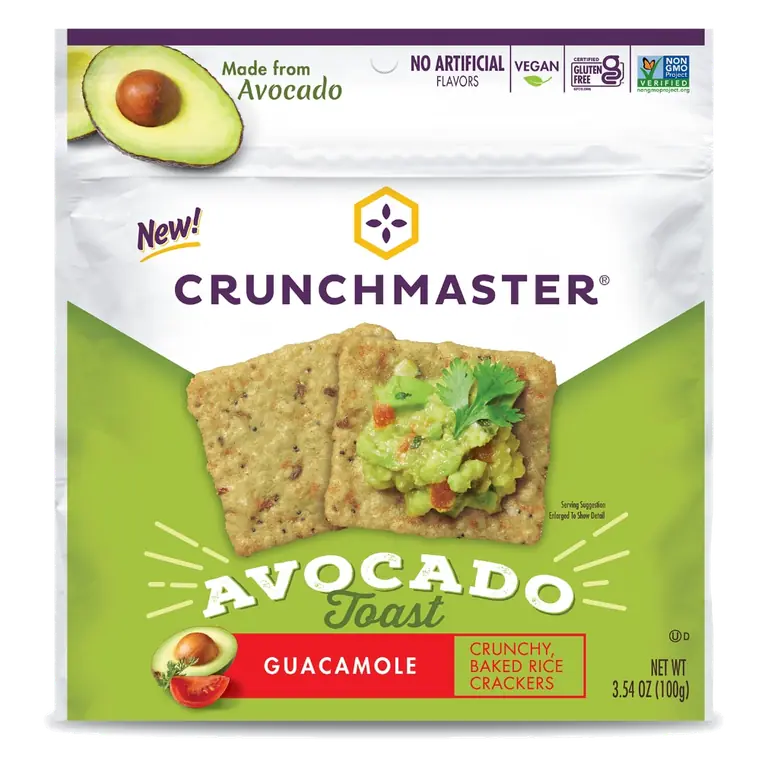 Guacamole Avocado Toast Crunchy, Baked Rice Crackers