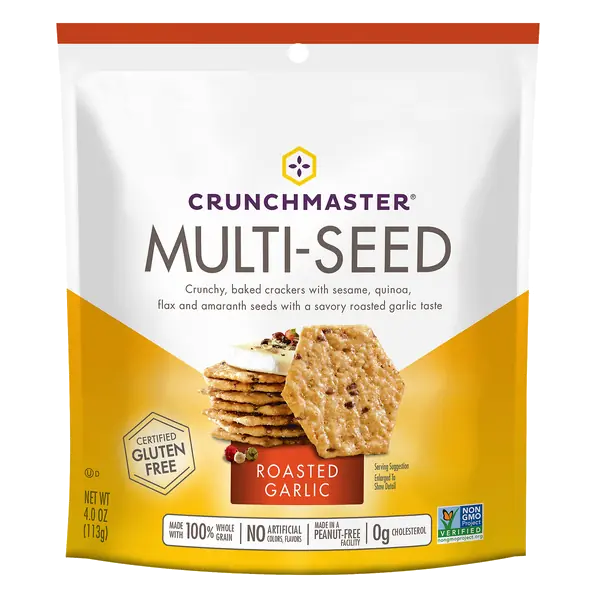 Roasted Garlic Multi-Seed Crunchy, Baked Rice Crackers