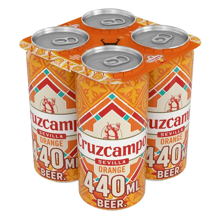 Cruzcampo 4 x 440ml Sevilla Orange Flavoured Lager Beer Cans