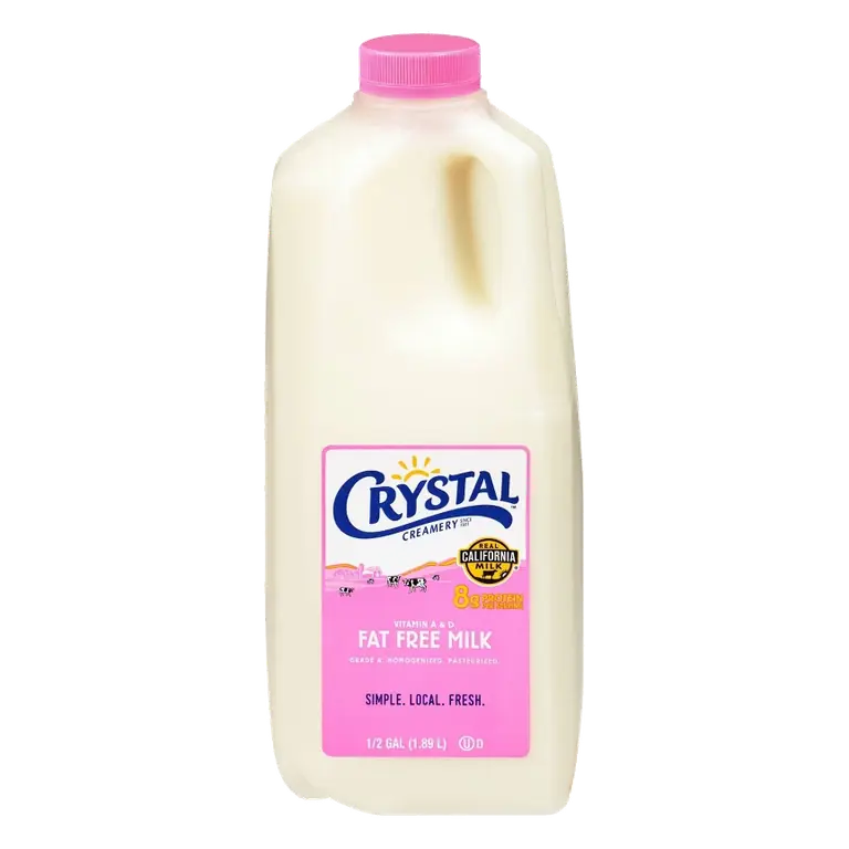 Crystal Creamery Skim Milk, 0.5gal: Unflavored, Fat Free