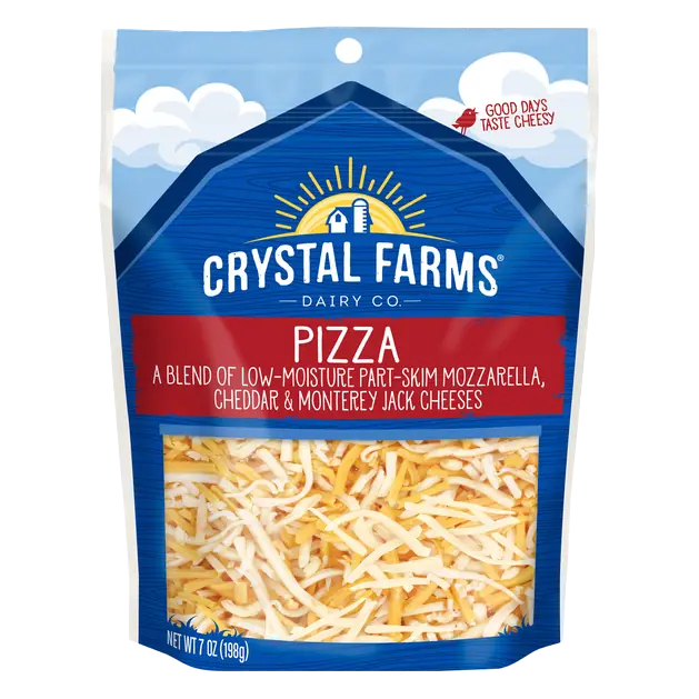 a Blend of Low-Moisture Part-Skim Mozzarella, Cheddar & Monterey Jack Cheeses Pizza