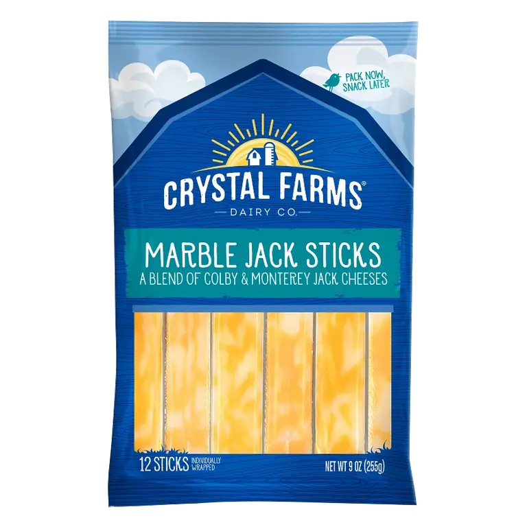 Crystal Farms Marble Jack Snacking Sticks Cheese, 9oz/12ct