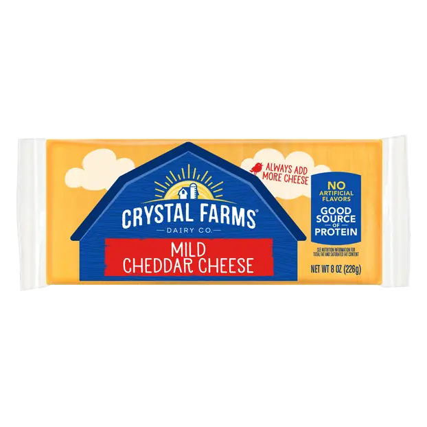 Crystal Farms Mild Cheddar Cheese Block, 8 oz