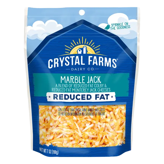 Crystal Farms Shredded Reduced Fat Marble Jack Cheese, 7 oz
