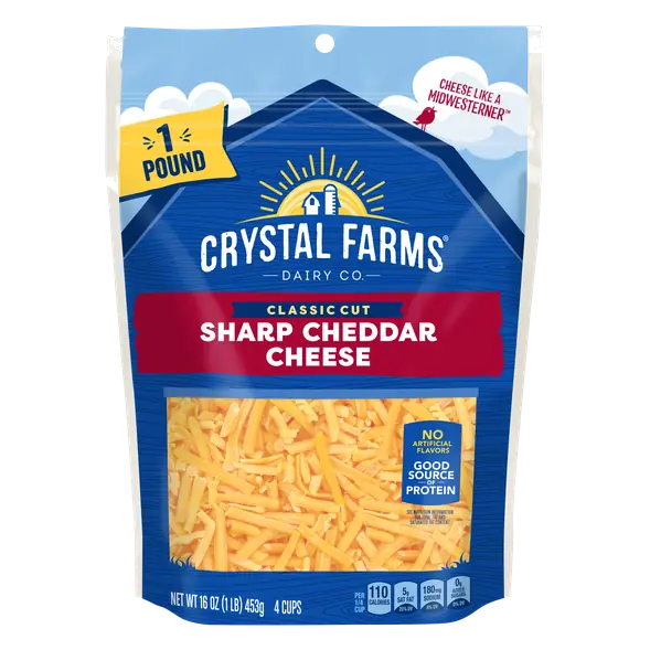 Crystal Farms Shredded Wisconsin Sharp Cheddar Cheese, 16 oz