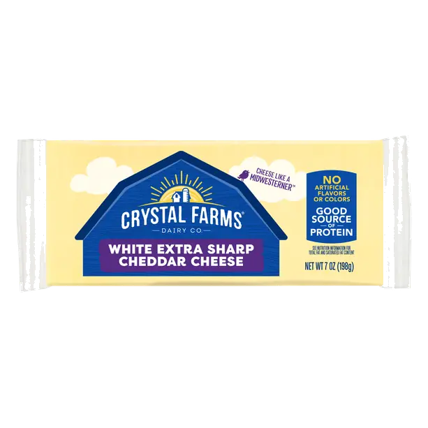 Crystal Farms White Extra Sharp Cheddar Cheese Block, 7 oz