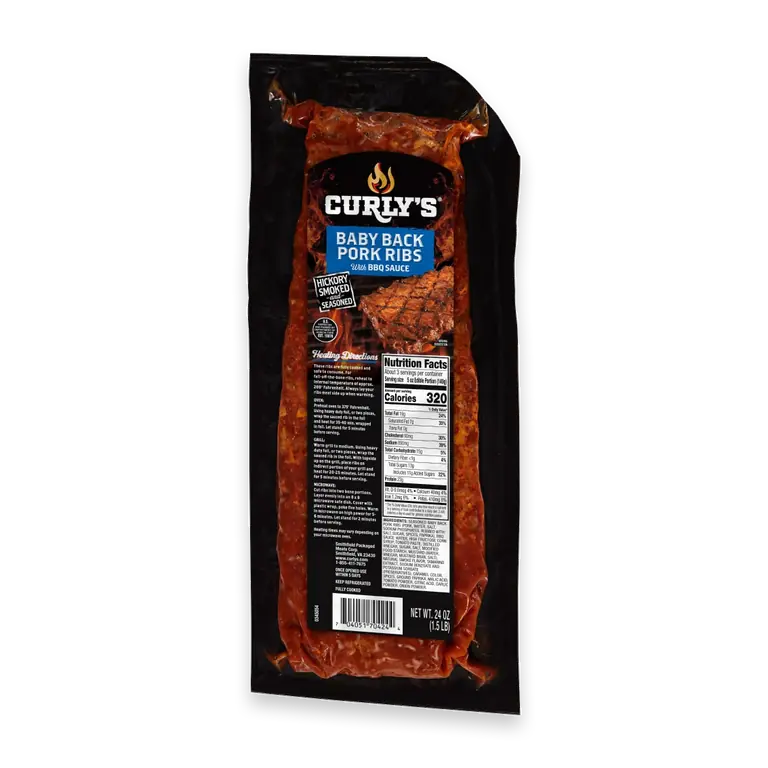 Hickory Smoked & Seasoned Baby Back Pork Ribs with Barbecue Sauce