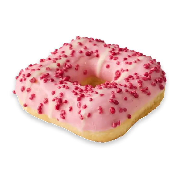 Donut Fyrkant Rosa Topping