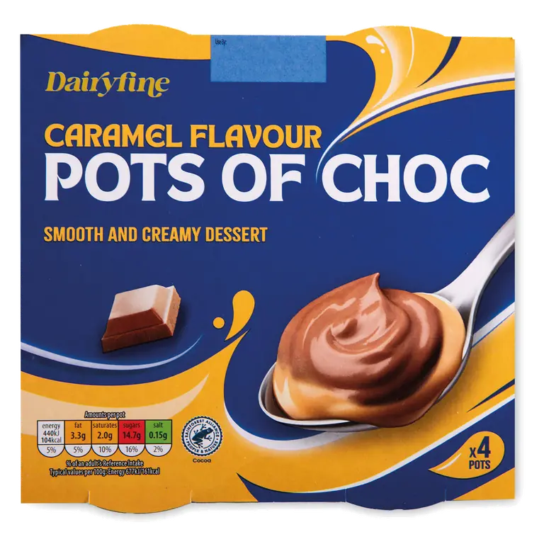 Caramel Flavour Pots of Choc 4 Pack