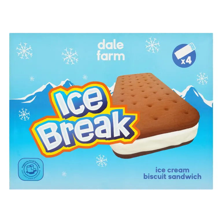 Dale Farm Ice Break Ice Cream Biscuit Sandwich 4 x 60g (240g)