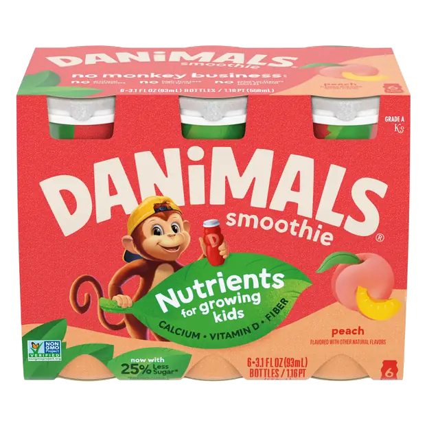 25% Less Sugar Peach Smoothie Drink - 6 pk
