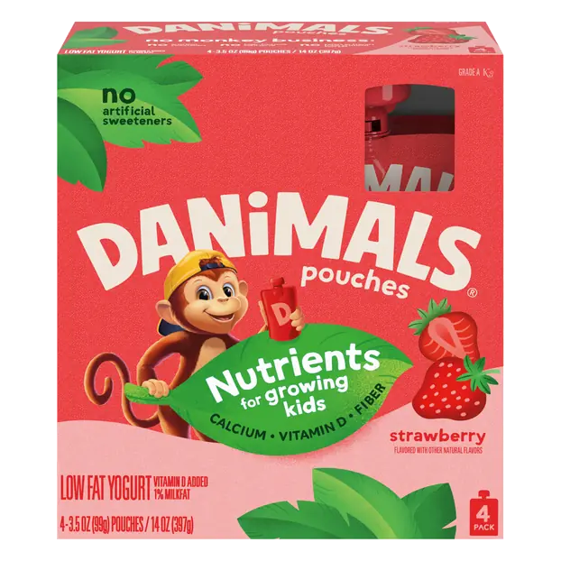 Low Fat Strawberry Yogurt Pouches - 4 ct