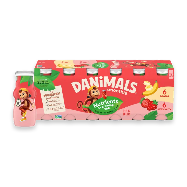 Smoothie Strawberry and Banana Split Low Fat Dairy Drink Smoothie Bottles