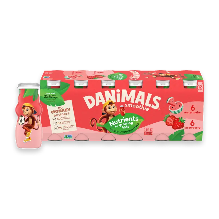 Smoothie Strawberry and Watermelon Low Fat Dairy Drink Smoothie Bottles