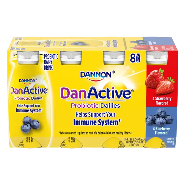 DanActive Probiotic Dailies Blueberry & Strawberry Yogurt Drink 8ct