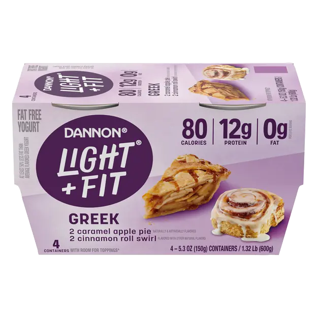 Light + Fit Fat Free Apple Pie & Cinnamon Roll Greek Yogurt - 4 ct