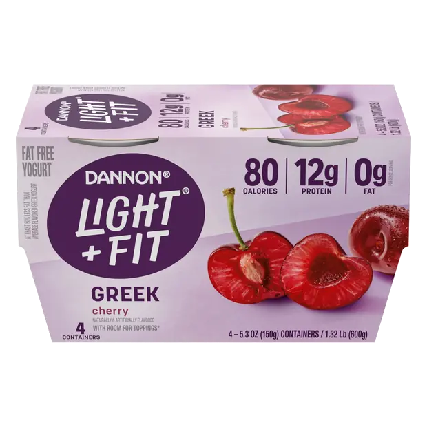 Light + Fit Fat Free Cherry Greek Yogurt Cups - 4 ct