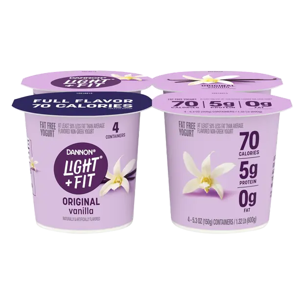 Light + Fit Fat Free Original Vanilla Yogurt Cups - 4 ct