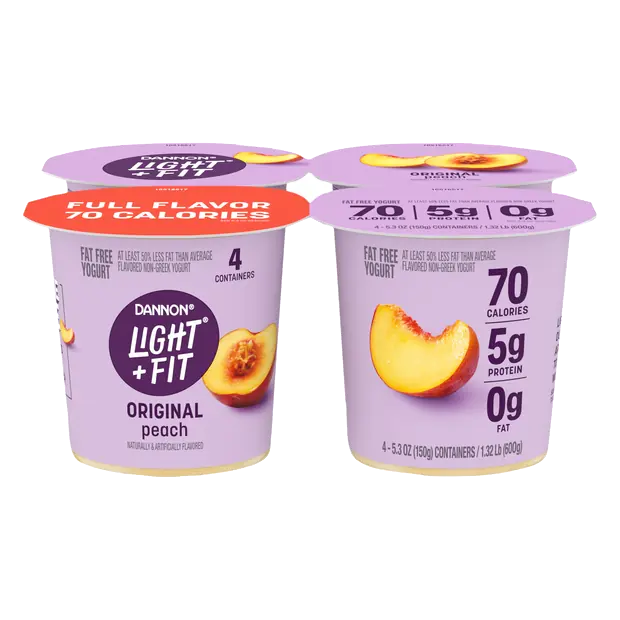 Light + Fit Fat Free Playful Peach Yogurt Cups - 4 ct