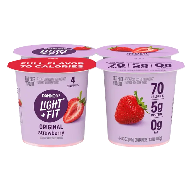 Light + Fit Fat Free Sensational Strawberry Yogurt Cups - 4 ct