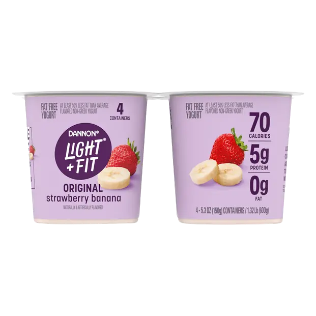 Light + Fit Fat Free Splendid Strawberry Banana Yogurt Cups - 4 ct