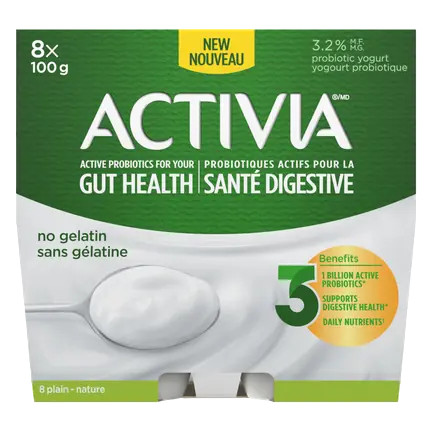 Activia Probiotic Yogurt Plain 8 x 100 g