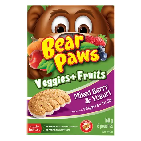Bear Paws Peanut-Free Cookies Veggies And Fruit Mixed Berry And Yogurt 168 g