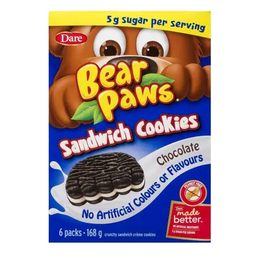 Bear Paws Peanut-Free Sandwich Cookies Chocolate 168 g