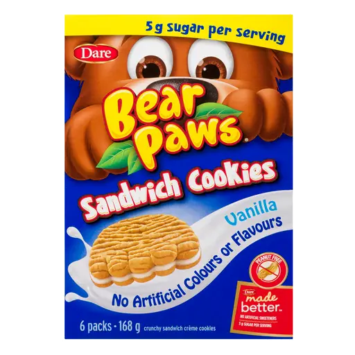 Bear Paws Peanut-Free Sandwich Cookies Vanilla 168 g