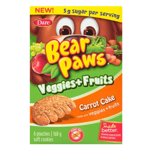 Bear Paws Cookies Vegetables & Fruits Carrot Cake 168 g