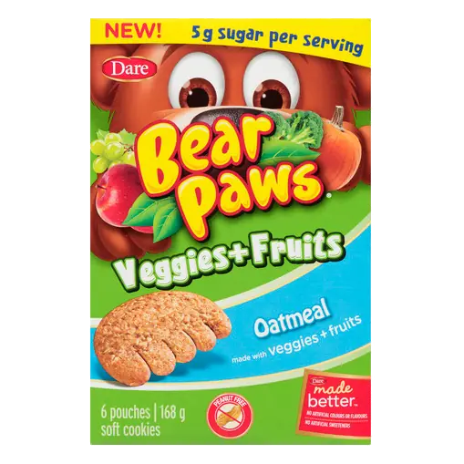 Bear Paws Cookies Veggies & Fruit Oatmeal 6 Packs 168 g